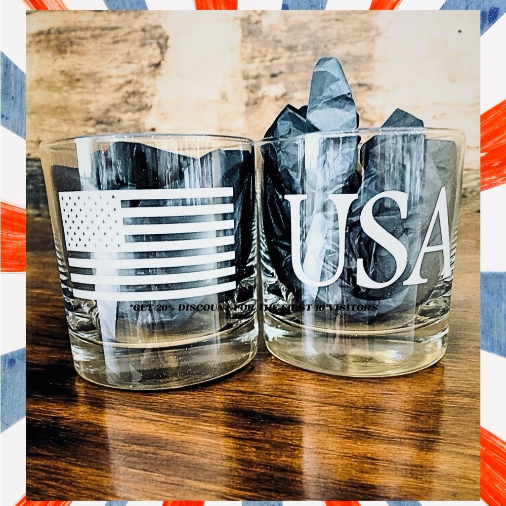 USA Flag Whiskey Glasses